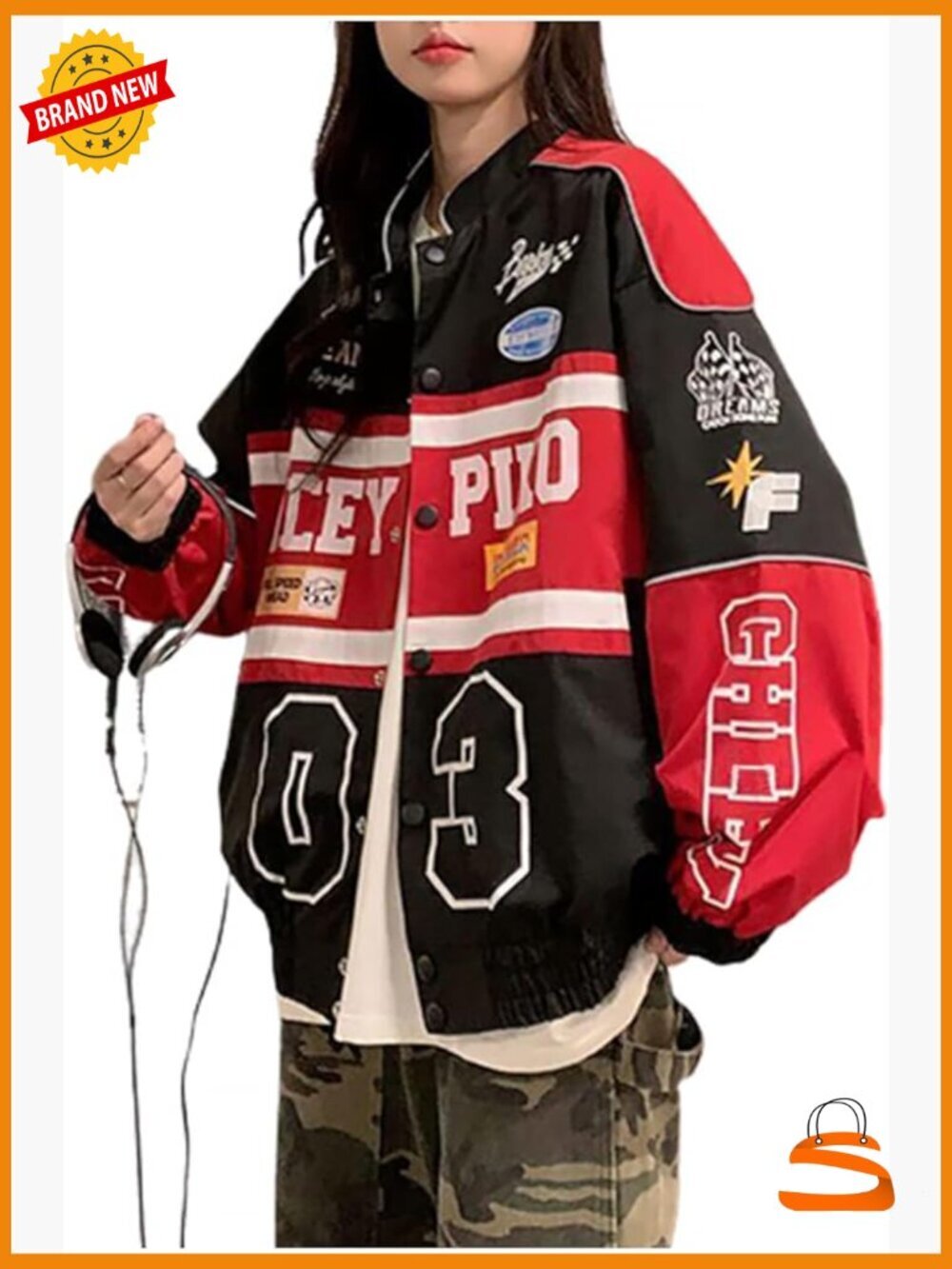 Varsity Jacket Patchwork Long Sleeve Bomber Letterman Vintage Streetwear